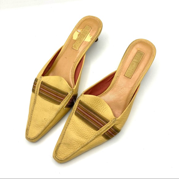 Unisa Shoes - Vintage mustard yellow kitten heel mules